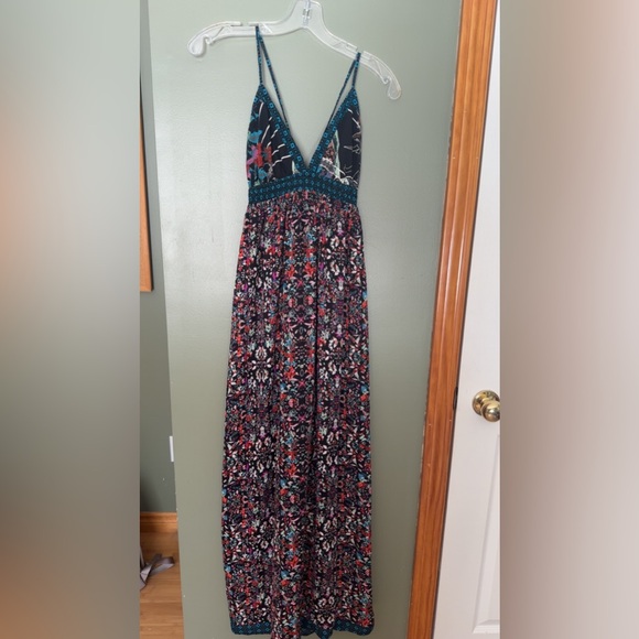 Floral Maxi Dress - Black and Multicolor - Picture 1 of 3